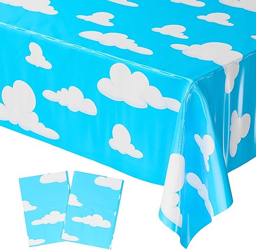 Blue Orchards Fundas de mesa Cloud Sky (paquete de 2)  54 x 108 pulgadas XL  Decoraciones de nube, fondo de nube, telón de fondo de cielo, mantel de
