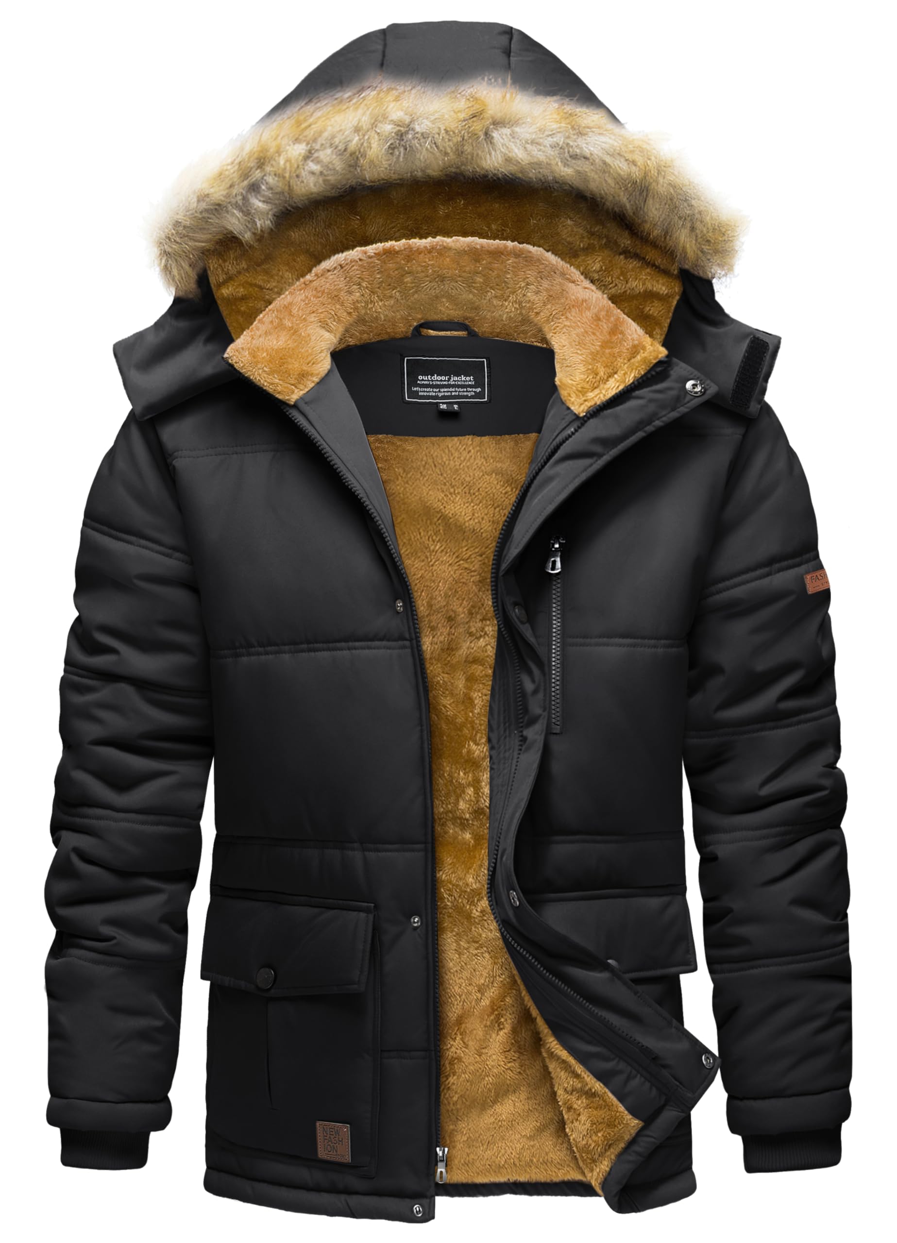 TACVASEN Homme Veste Homme Hiver Décontracté Veste Homme Coupe-vent Veste Homme Chaude Veste Homme Polaire Parka Capuche
