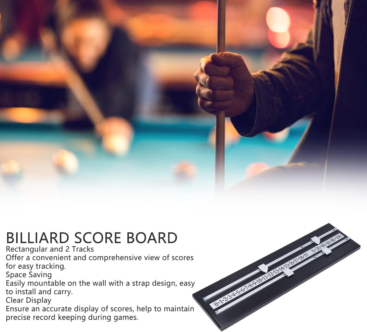 Billiard Score Board 2 Track Space Saving Solid Wood Versatile Billiard Game Scorer for Home Club