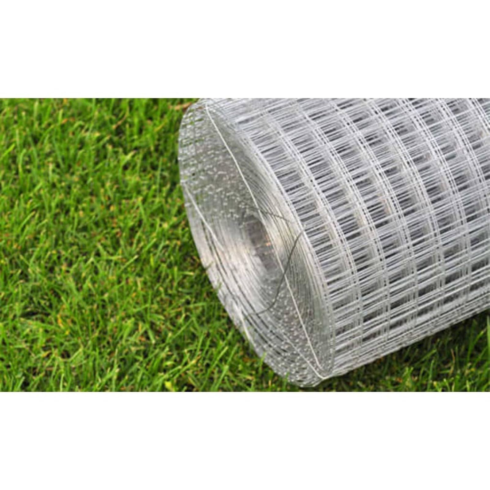 Homgoday Alambrada de gallinero Acero galvanizado Plateada 25x1 m Alambrada gallinero galvanizada Recubrimiento Cerca de Alambre, alambrada metálica, Rollo de Alambre de Malla