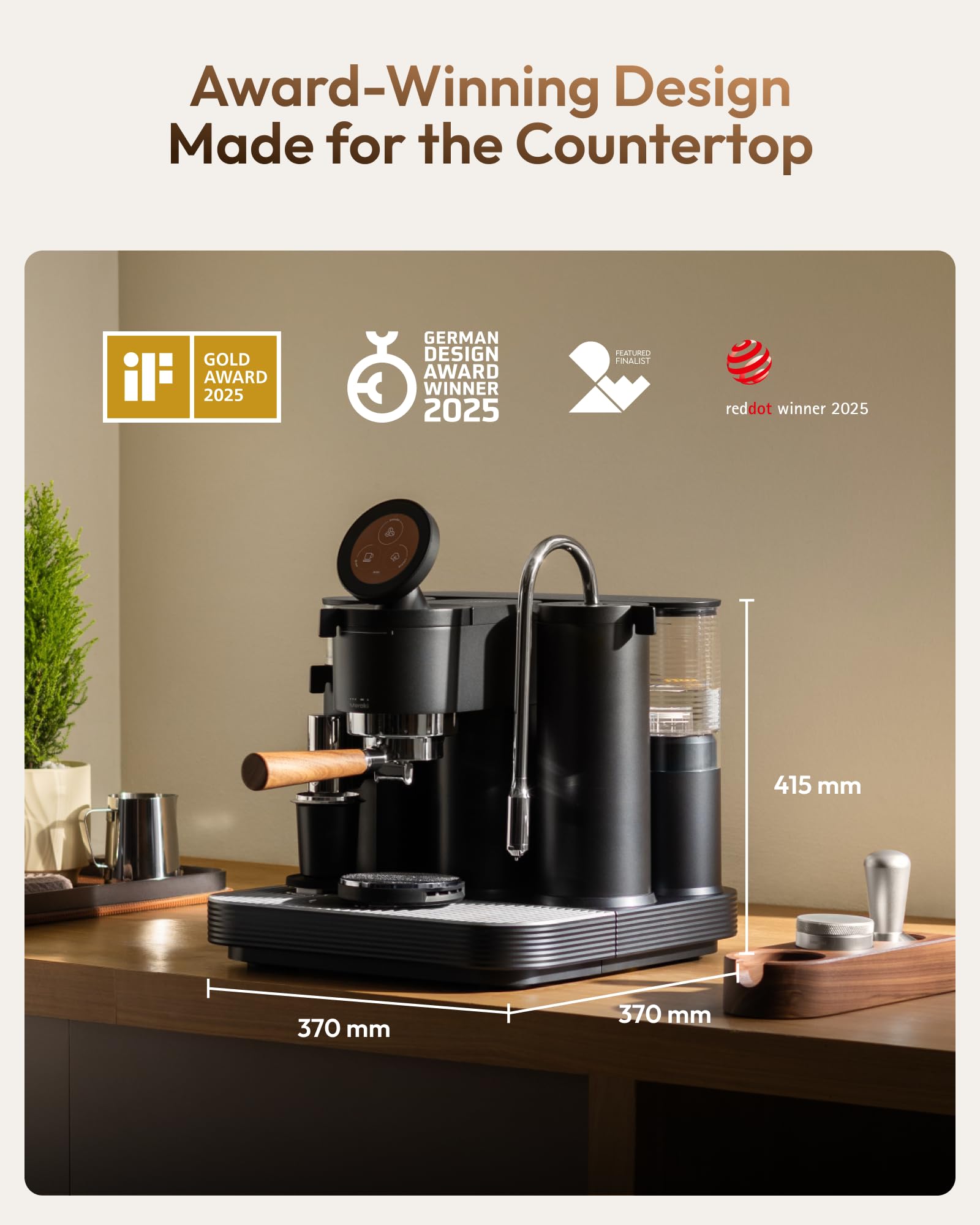 Meraki Dual Boiler Espresso Machine with Grinder and Built-In Dual Scales view 8