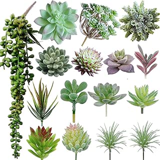 MAXZONE 16 Pack Artificial Succulent Create Realistic Succulent Flocking Plants Unpotted Fake Succulents Plant for Lotus Landscape Decorative Garden Arrangement Decor - coolthings.us