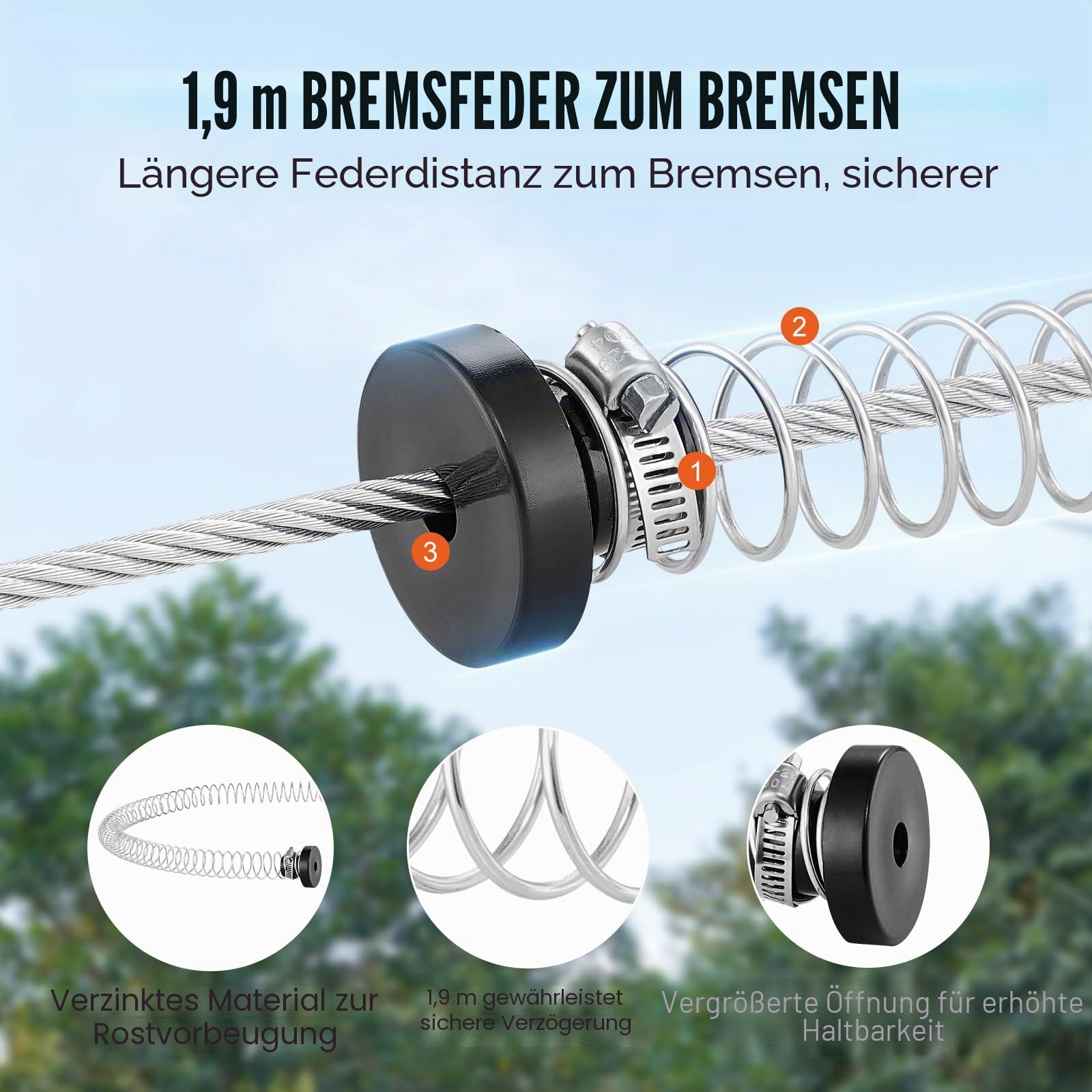 VEVOR Zipline Seilrutsche 30,48 m Seilbahn Kit bis 150 kg mit Federbremssystem für Garten