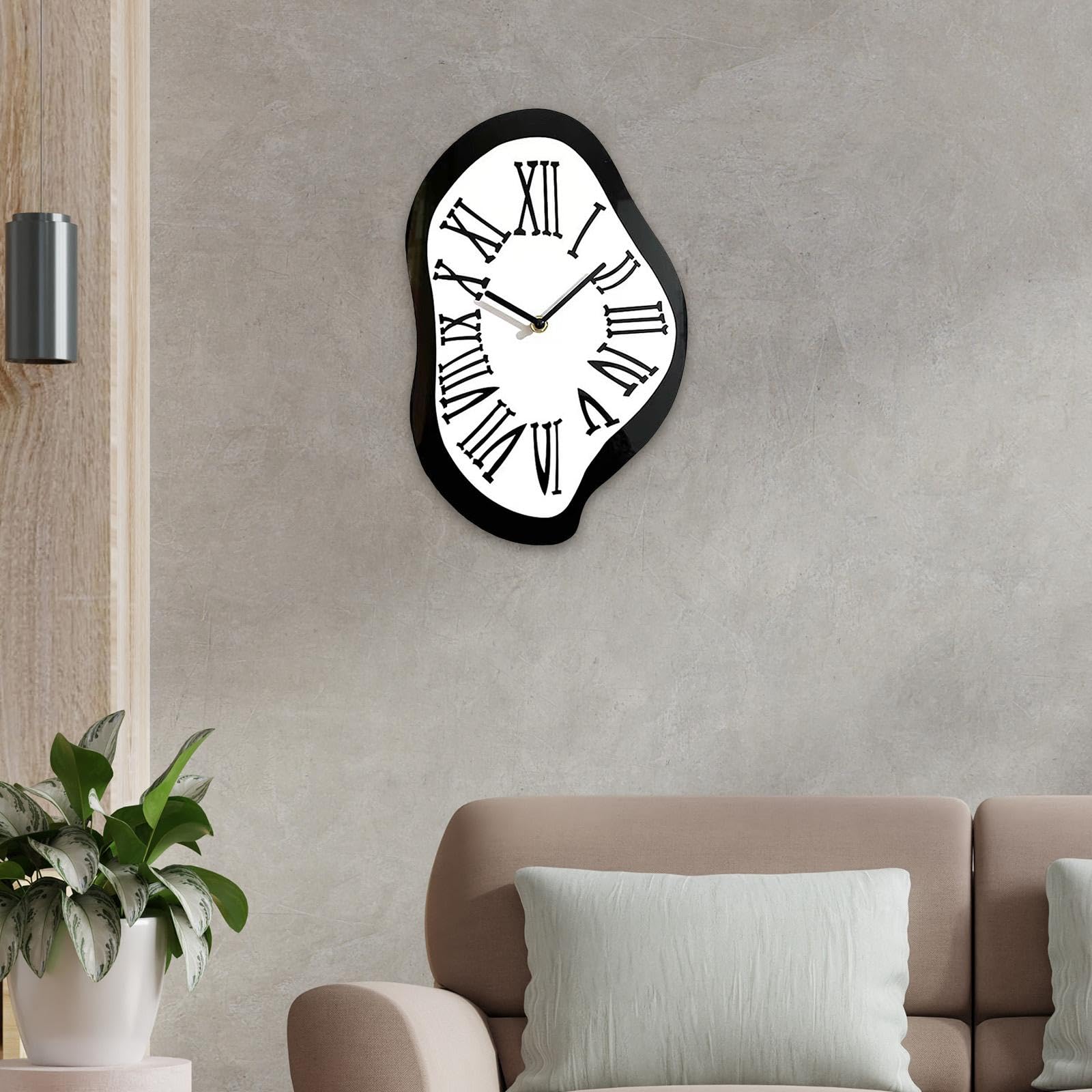 Fenteer Melting Clock Distorted Clock Decor Fashion Creative Decorative Wall Clock for Shelf Shop Gift Office, L