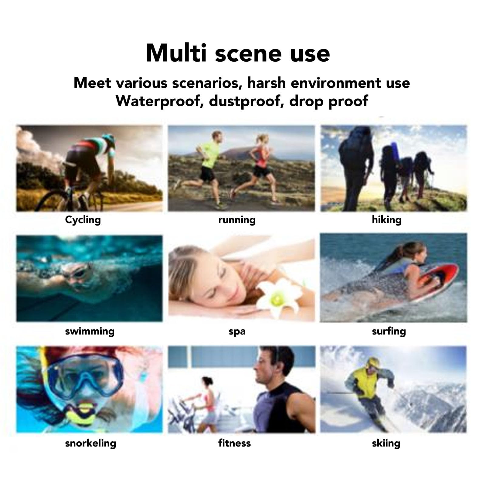 Cuffie a Conduzione Ossea, IP68 Cuffie Stereo Bilaterali per Nuoto Impermeabili Auricolari Aperti per Nuoto Ciclismo Corsa Surf Immersioni Memoria 16G (BLACK)