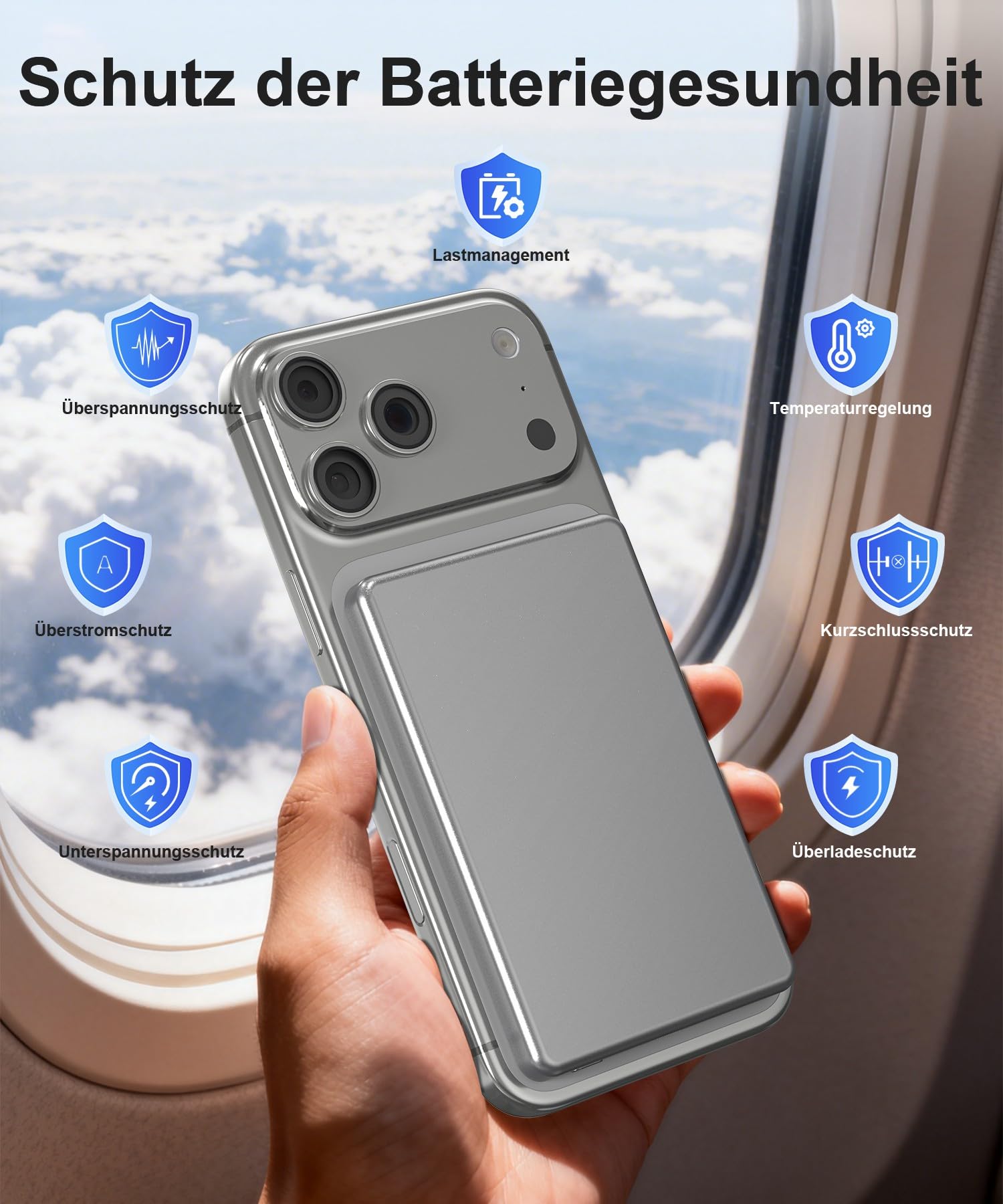 Ultra Slim Power Bank, USB C in&out Battery Pack Change