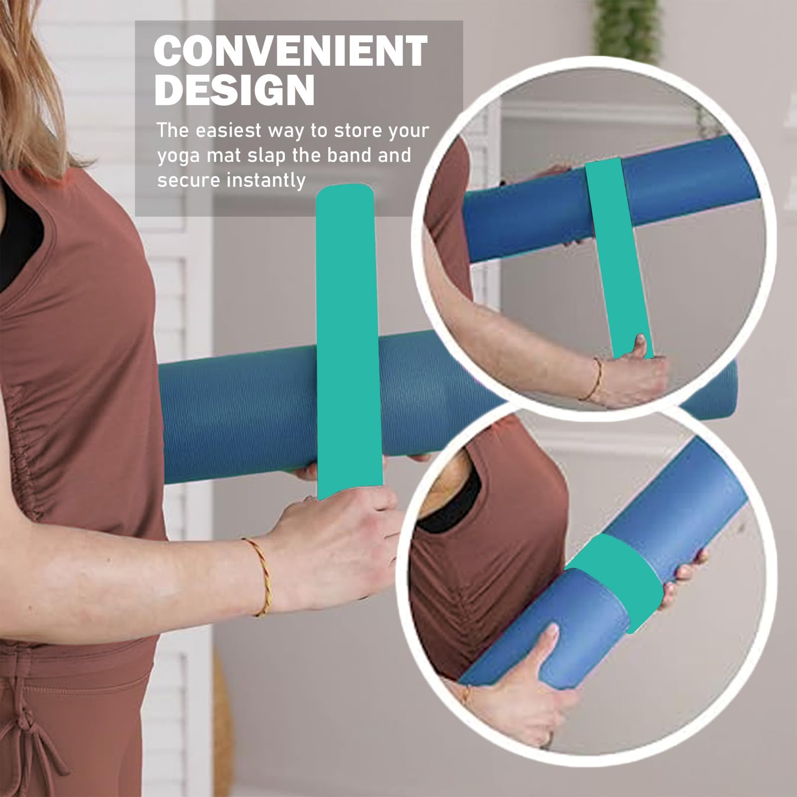 Risipu Yogamatten-Gurt-Schlagband, ein Druckknopf hält die Trainingsmatte fest gerollt und sicher, geeignet für die Aufbewahrung von Workout-Pilatesmatten