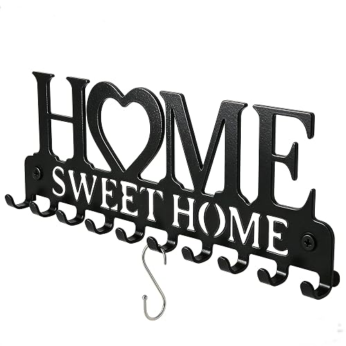 Home Sweet Home Key Holder Wall Mount Black, Metal Key