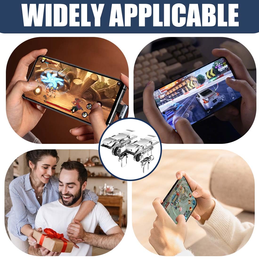Joystick per Telefono, Triggers 6 Dita Joystick Controller, Dita Trigger di Gioco Mobile per Joystick Grilletti L1R1 L2R2 Phone Triggers Controller Pulsante Meccanico Fisico