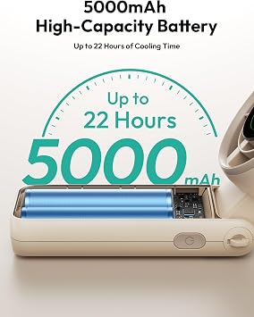 Aecooly Portable Handheld Turbo Fan, 5000mAh Battery [22H Max Cooling Time]
