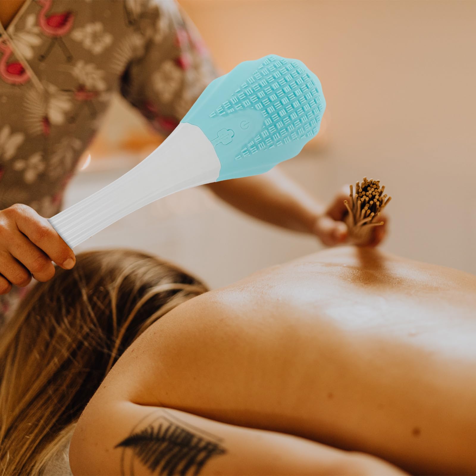 Ciieeo Spazzola Elettrica per Pulizia e Scrub della Schiena Manico in Abs e Silicone da Bagno per Corpo Blu per Uomini