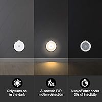 Vista 2 de Mlambert Paquete de 4 luces LED de noche con sensor de movimiento, luces inalámbricas con imán adhesivo con batería, iluminación segura para Blanco