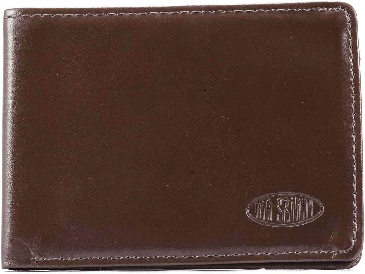 Big Skinny Men's Compact Sports Leather Bi-Fold Slim Wallet, Holds Up to 20 Cards