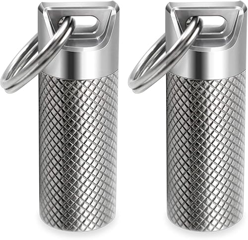 Miniatura 5 de Tisky Pastillero para llavero, contenedor de píldoras, portátil, de titanio, impermeable, mini pastillero para bolsa de viaje al aire libre o