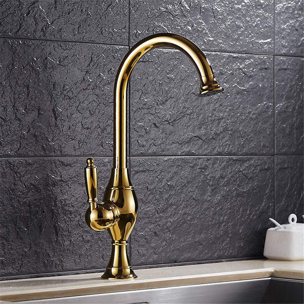 Robinet de lavabo en cuivre doré mitigeur à poignée unique salle de bain