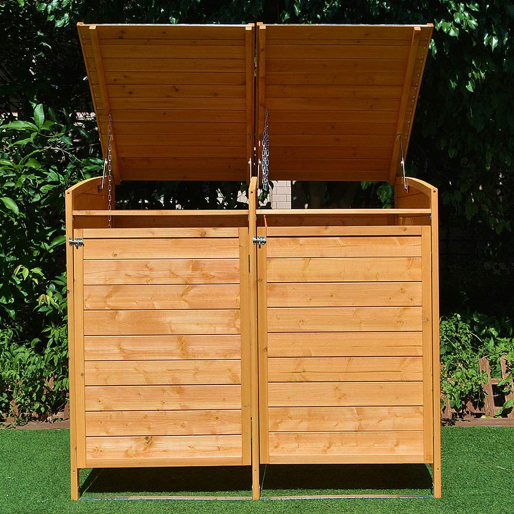 Melko Cache-poubelle 240 l en bois 140 x 85 x 127 cm avec paroi arrière