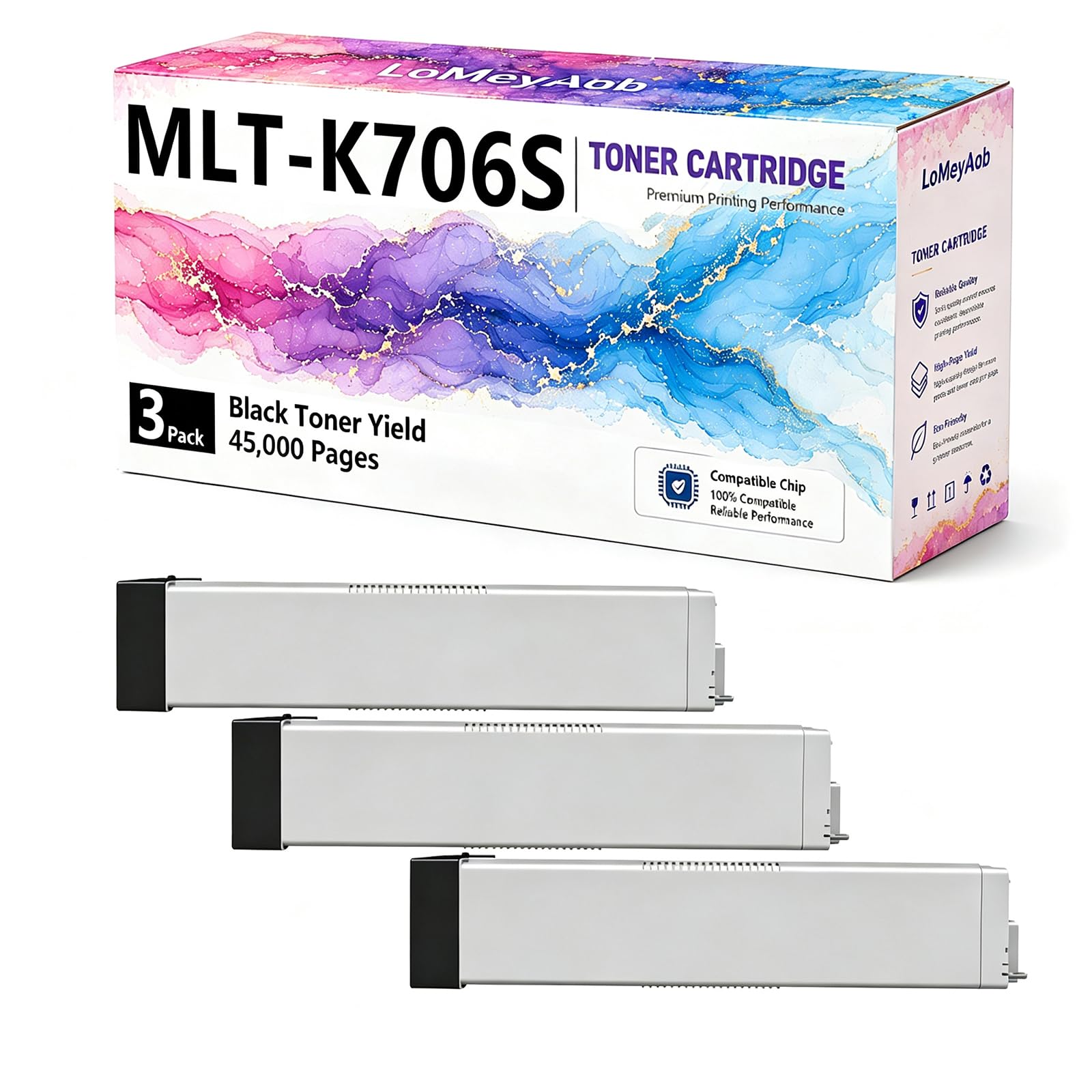 Cartuccia di toner MLT-K706S, Sostituzione nera ad alta resa per la stampante Samsung LaserJet K7400LX K7500LX K7600LX, Stampe ad alta velocità, Alta resa, 45000 pagine ,3Pack