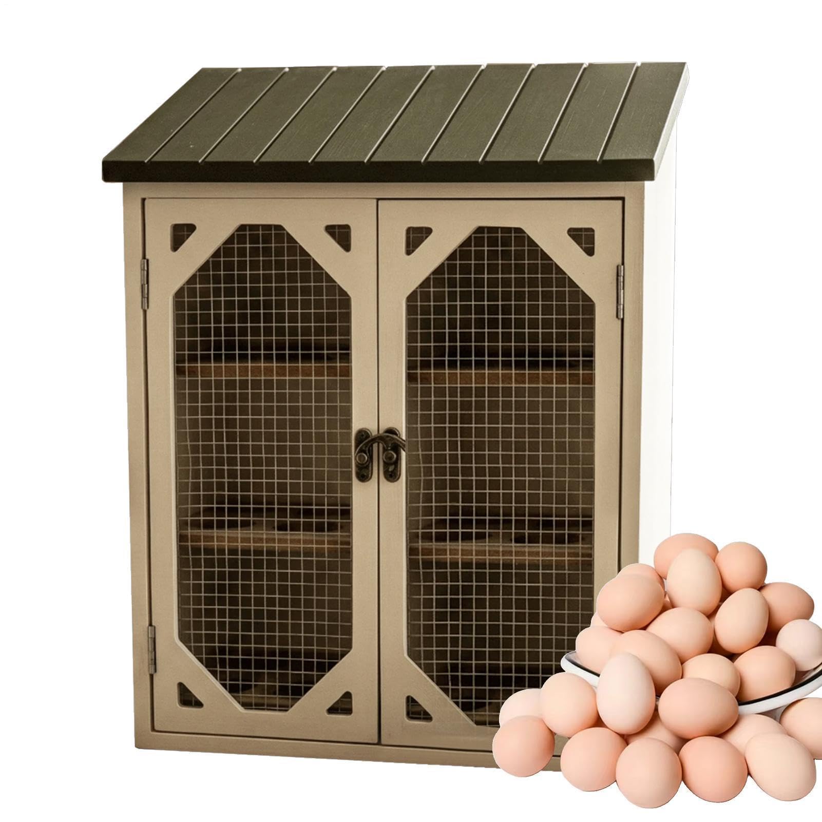 Armario de almacenamiento de huevos de madera para 30 huevos, soporte para huevos de estilo vintage con efecto rústico de granja, perfecto para encimera de cocina u organización de despensa
