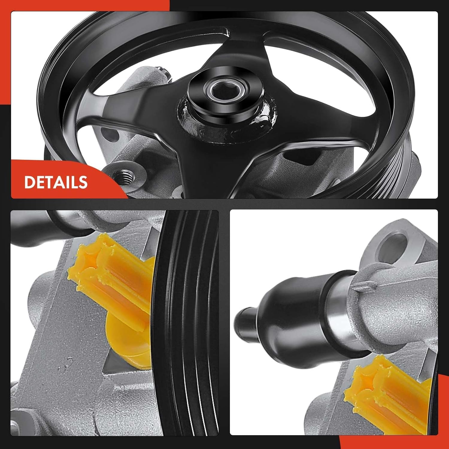 A-Premium Power Steering Pump, with Pulley, Compatible with Jaguar S-Type 2001-2008, 3.0L