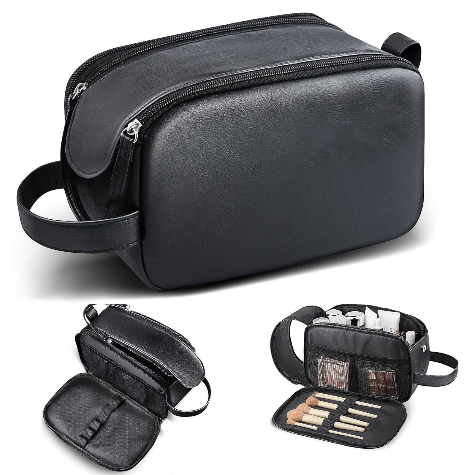 Kulturbeutel aus Leder, wasserabweisende Rasiertaschen for Herren und Damen, Badezimmerhygiene, Reise-Make-up-Tasche, Organizer, kompakte Tasche mit Griff, vielseitige Essentials for Kreuzfahrtschiffe