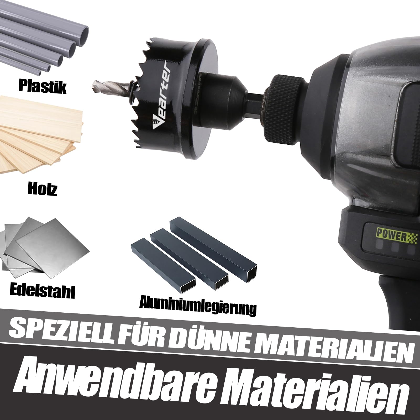 Zestaw otwornic bimetalowych, 14-51 mm, 16 sztuk, wiertło do drewna, kobalt o cienkich ściankach, otwornica z trzpieniami, do drewna, metalu, blachy, miedzi, gipsu, PCW, płyt stalowych, płyt