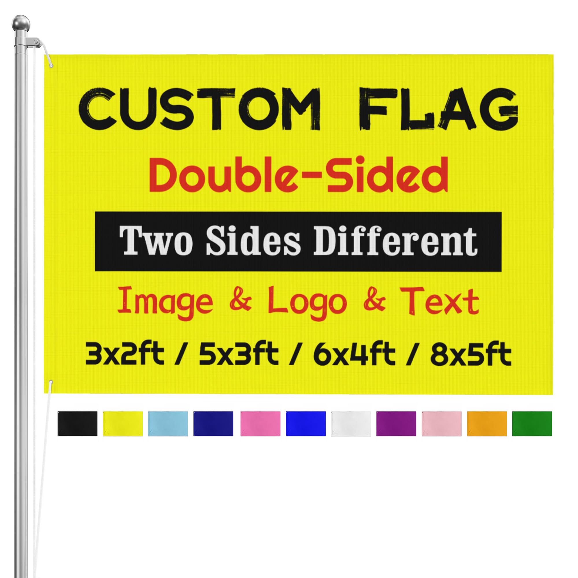 Design Your Own Flags Double-Sided, Customised Large Flags 8ft x 5ft with Eyelets, Personalised Photo Banners with Logo/Image/Text, Create Flag for Team/Welcome/Remembrance/Travel/Festival/Birthday
