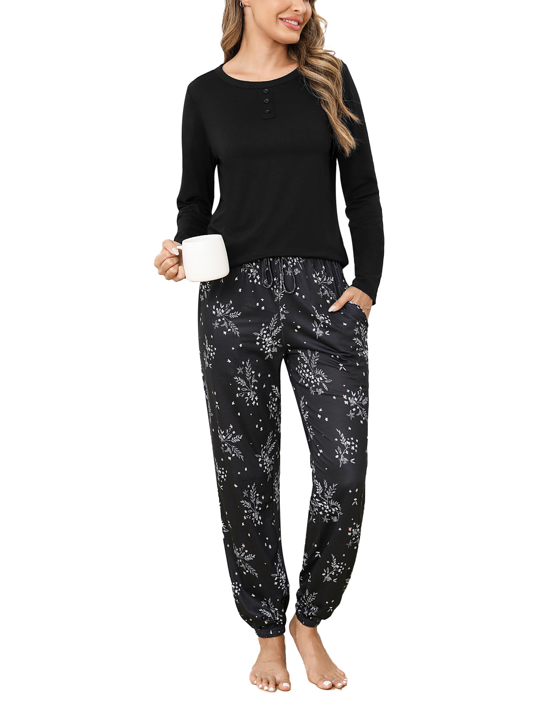 Hajo dames pyjama watercolor flowers | Gratis verzending | Online de