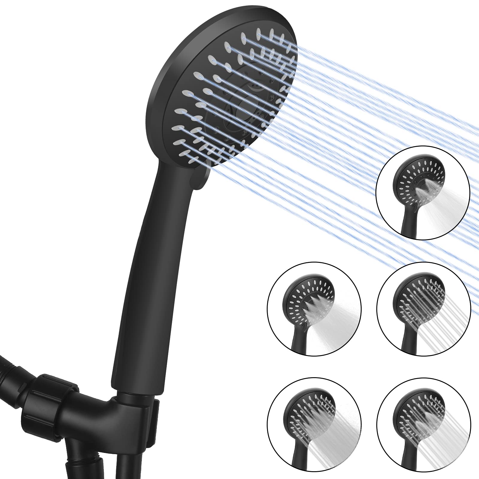 HASTHIP® Hand Shower, Shower Head for Bathroom 5-Setting Powerful Shower Head with ON/Off Pause Switch & Silicone Water Outlet Holes, Standard Interface Universally Compatibility (B0BHSVLSL7) Amazon Price History, Amazon Price Tracker
