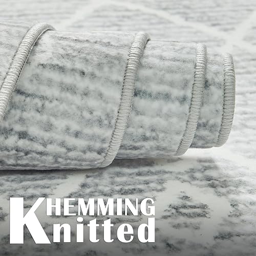 Miniatura 5 de jinchan Alfombra marroquí lavable, moderna, geométrica, antideslizante, con acento para exteriores, delgada, contemporánea, suave, para cocina, sala