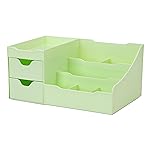 Uncluttered Designs Makeup Organizer With Drawers - Modern Countertop Storage for Cosmetics - Chic Vanity Holder for Perfume, Skincare, Brush, Lipstick, Nail Polish Organization & Display (Green)