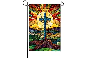 Christian Cross Garden Flag 12x18 Inch Double Sided Easter Religious Garden Flag...