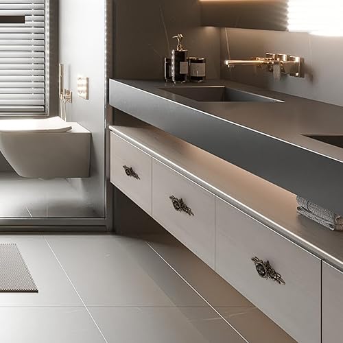 Miniatura 5 de Pomos antiguos de color rosa europeo con placa posterior, manijas de cajón de aleación de zinc de aleación de zinc para tocador, mesita de noche,