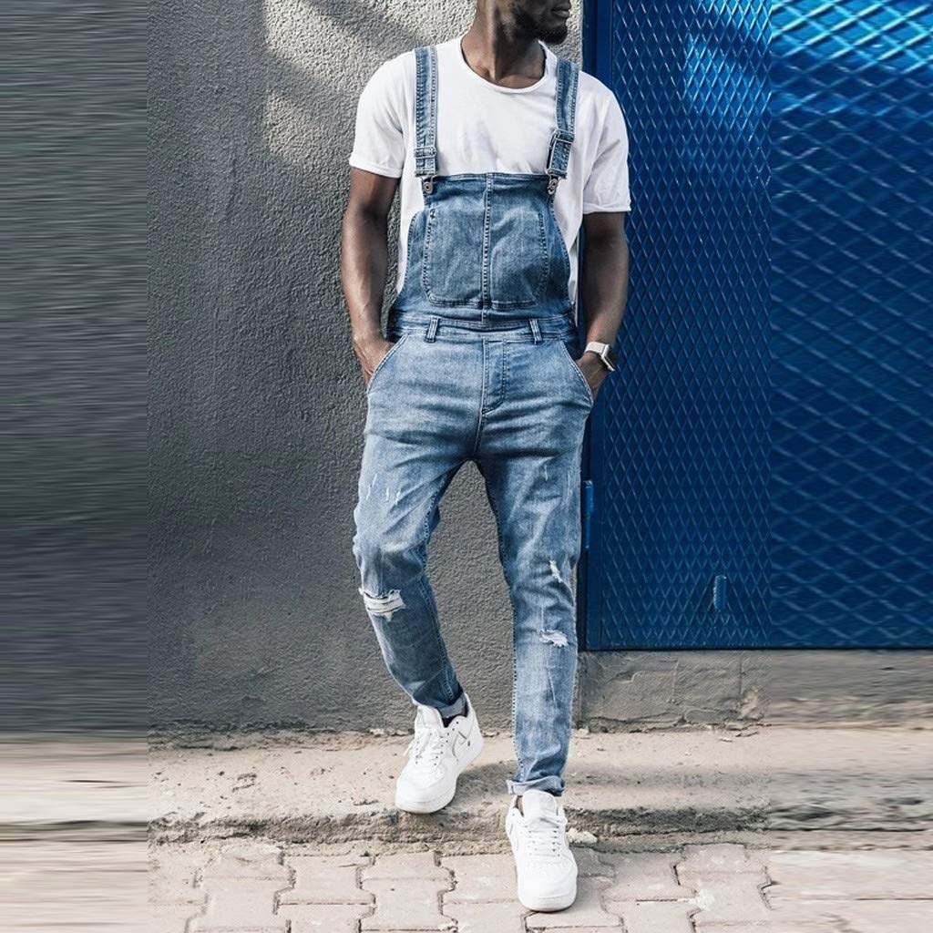 Latzhose Herren Arbeitshose Jeans mit Hosenträger Jumpsuit Herren Langes Bein Viele Taschen Jeans Herren Weit Geschnitten Latzhose Herren Denim Arbeitshosen Männer Overall Streetwear mit Knöpfen