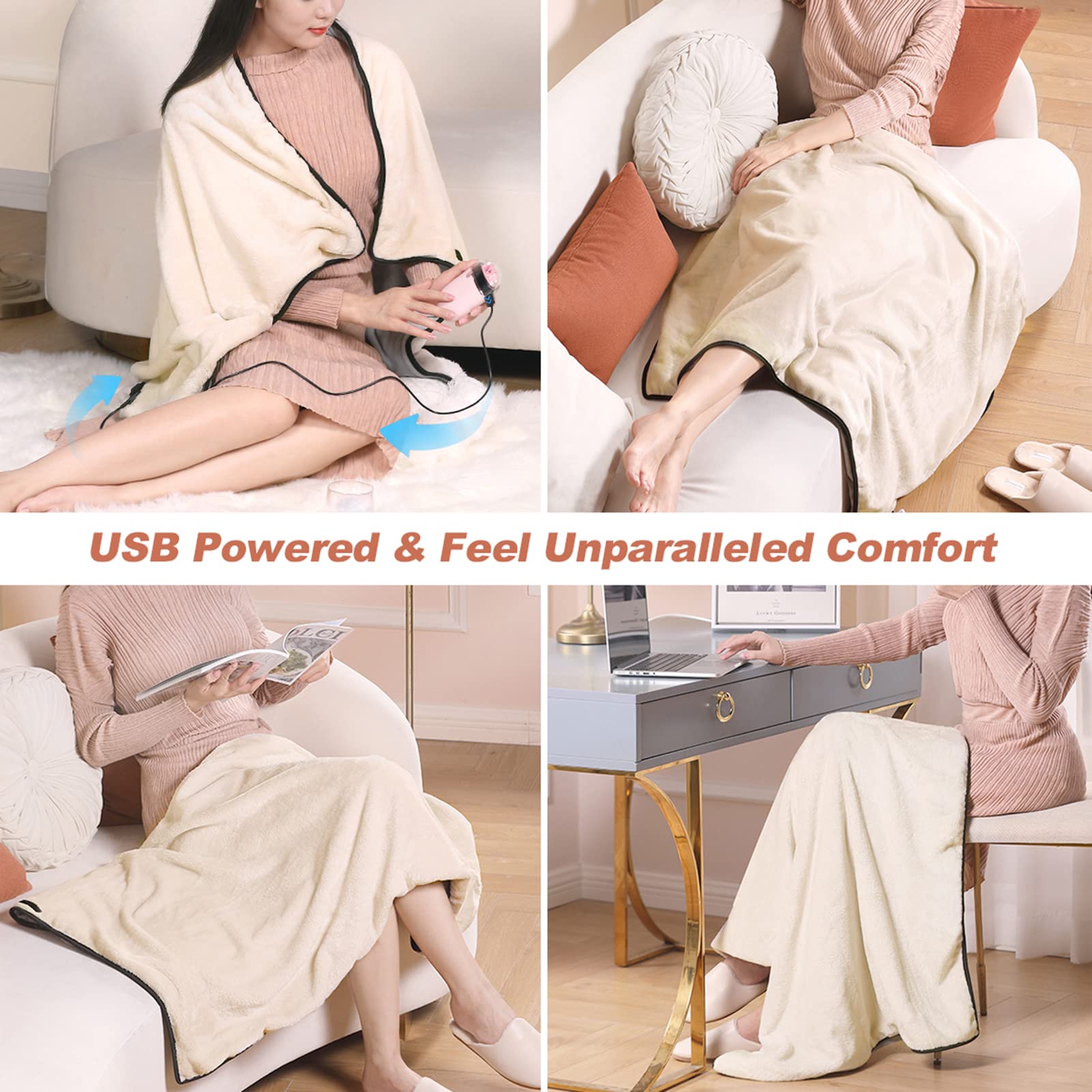 Electric Heating Blanket, Portable Soft Electric Throw, Professional  Graphene Heated Throw with 3 Heat Levels u0026 4 Hours Auto Shut-Off U Powered,  Beige (Beige) : Amazon.co.uk: Health u0026 Personal Care