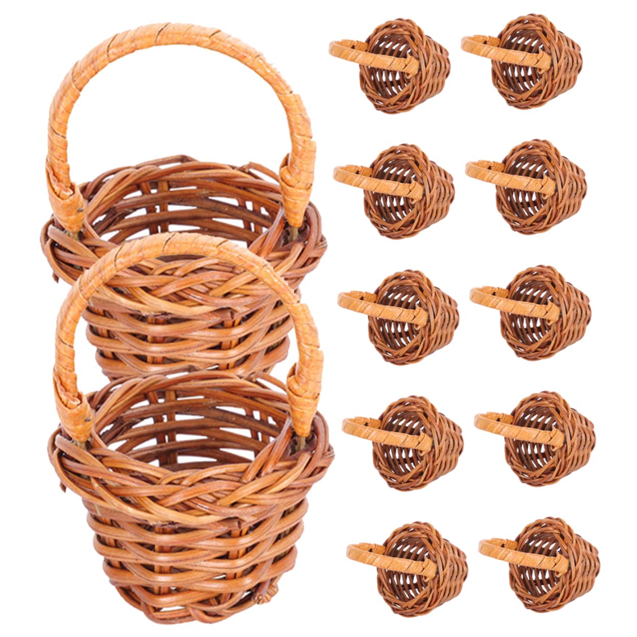 OKUMEYR 12pcs Mini Shopping Basket Miniature Flower Basket Handheld Woven Basket Wedding Decoration Country Decor Rattan Picnic Hamper Tiny Picnic Basket Micro Landscape Decor Tiny Basket