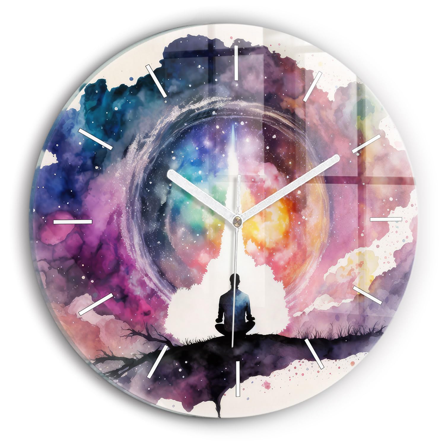 Horloge moderne en verre Wallfluent 30 cm avec mécanisme silencieux de qualité