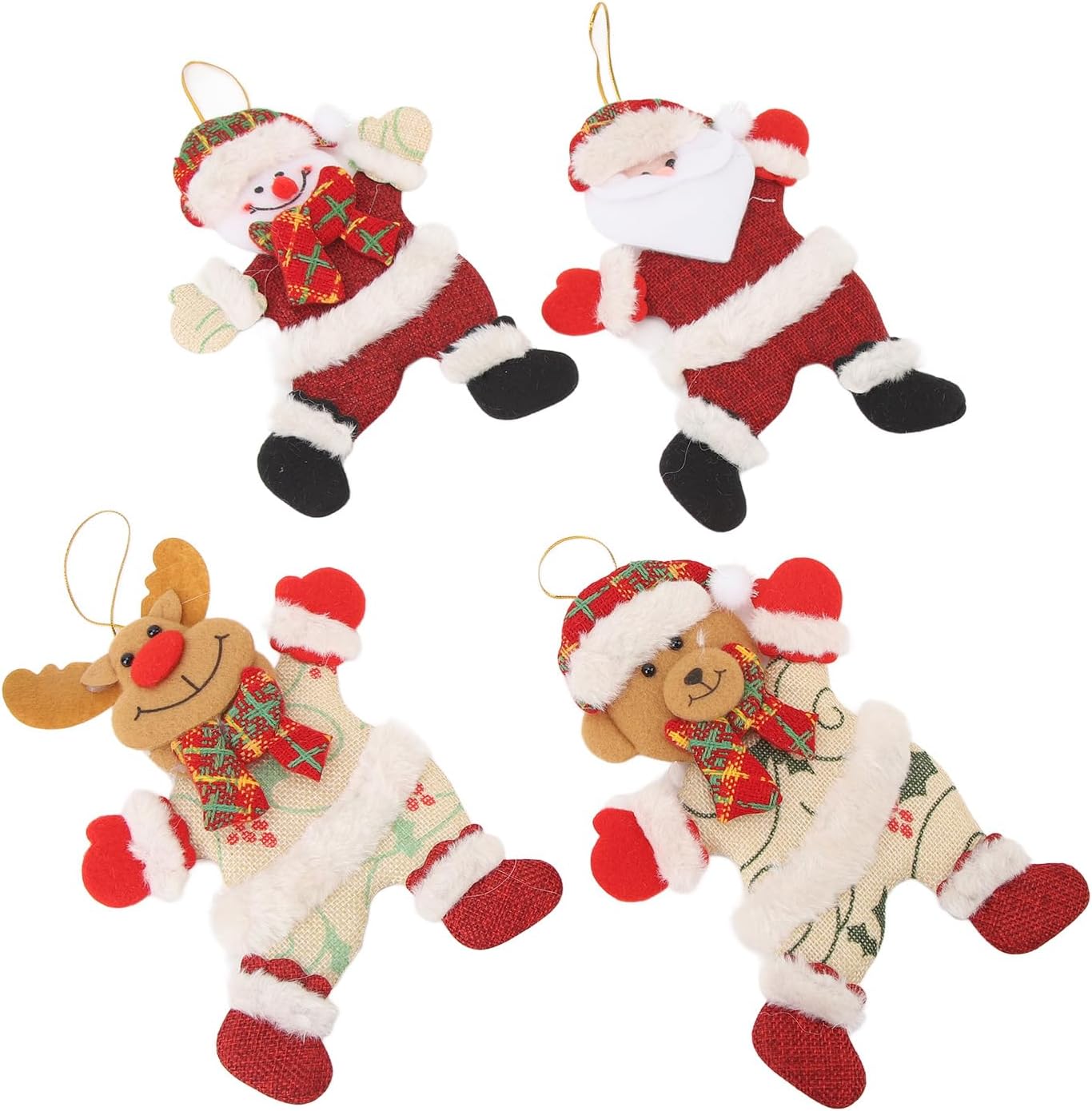 4pcs Christmas Tree Ornaments, Christmas Tree Decorations Pendant Cute Mini Plush Doll Funny Christmas Ornaments Hanging Decorations, Pendant Ornaments Shatterproof for Christmas Tree Home Party