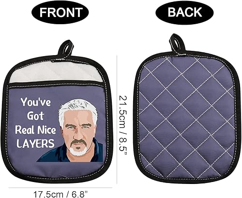 Vista 8 de Almohadillas para horno inspiradas en Baking Show con bolsillo You've Got Real Nice Layers Regalo para amantes de los horneados