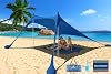 Pop Up Beach Tent Sun Shelter UPF50, 7.9x7.9 FT Windproof Sun Shade with Beach Blanket, 2 Stability Poles, Carrying Bag, Sand Shovel, Outdoor Shade Canopy for Camping Trips,Fishing,Picnics,Backyard