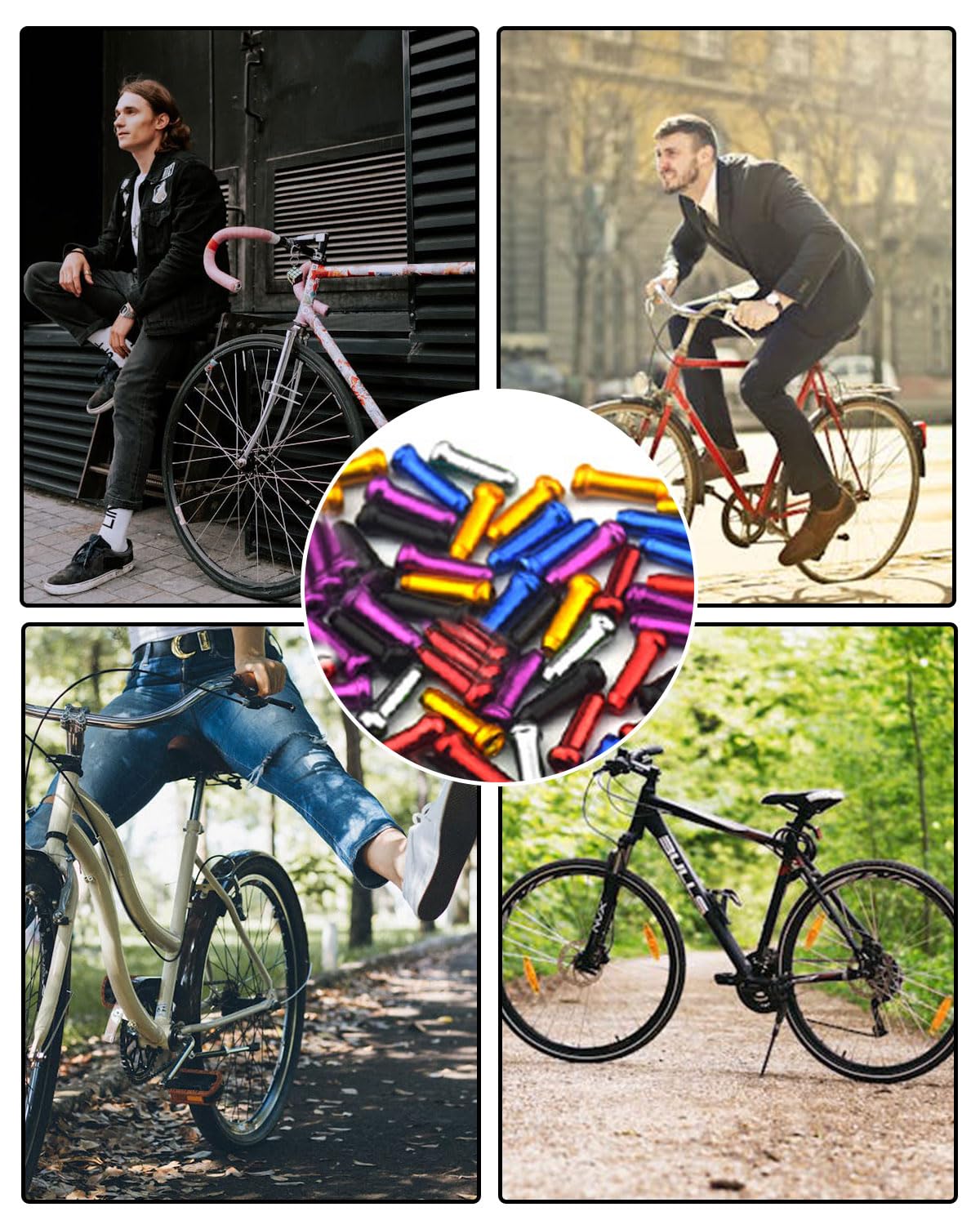 50 pezzi cappucci terminali per cavi per bici- tappi terminali per cavo del freno della bici, cappuccio del cavo della lega del cambio della bicicletta,adatti per vari tipi