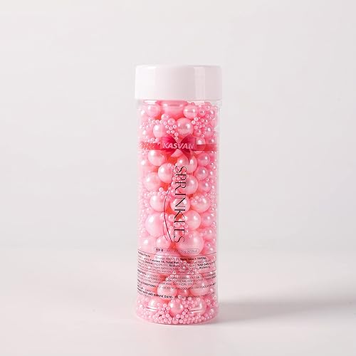 Miniatura 6 de Kasvan Pink Pearl - Gránulos de azúcar comestibles de 4.59 oz4.58 onzas, tamaño mezclado, decoraciones de pasteles para hornear, coberturas de