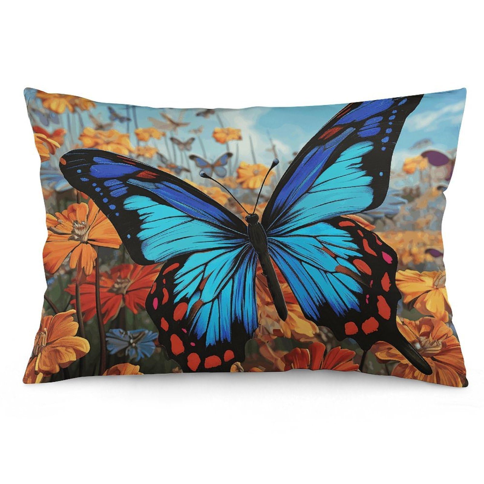 2 Pack Pillow Cases for Hair and Skin, Soft Breathable Pillow Case Covers with Hidden Zipper, Big Butterfly Pillowcase 16 "x24 Pillow Covers for Sleeping Gift