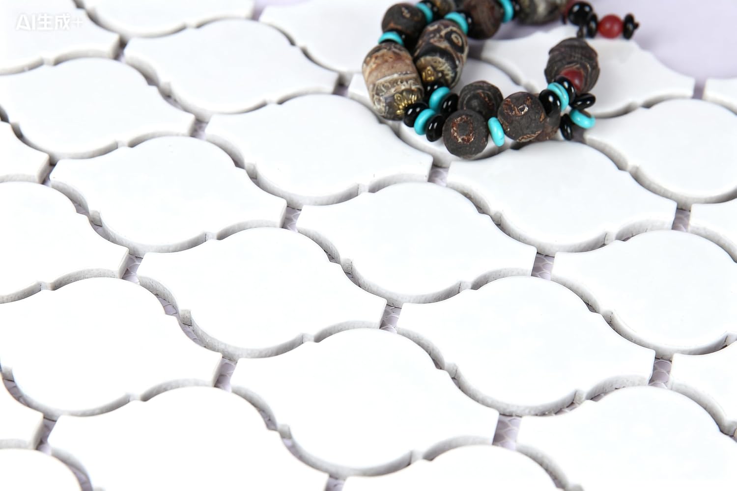 Monet Glossy White Lantern Mosaic 9.84 in. x 11 in. Glazed Porcelain Decorative Tile（10.5 sq.ft/14pcs