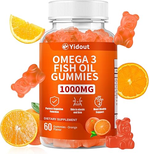 Gomitas de aceite de pescado Omega 3, delicioso sabor a naranja, suplementos de gomitas de aceite de pescado para articulaciones, salud cardíaca y