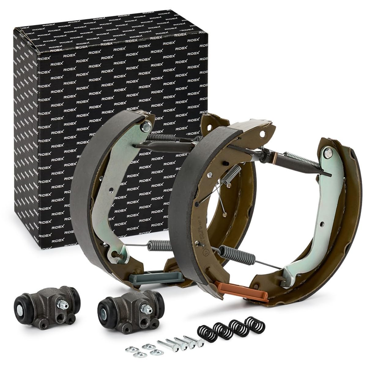 RIDEX 3859B0297 Kit frenos disco de tambor Trasero con accesorios con cilindro de freno de rueda con accionador con palanca freno de mano Compatible con NISSAN TERRANO II R20