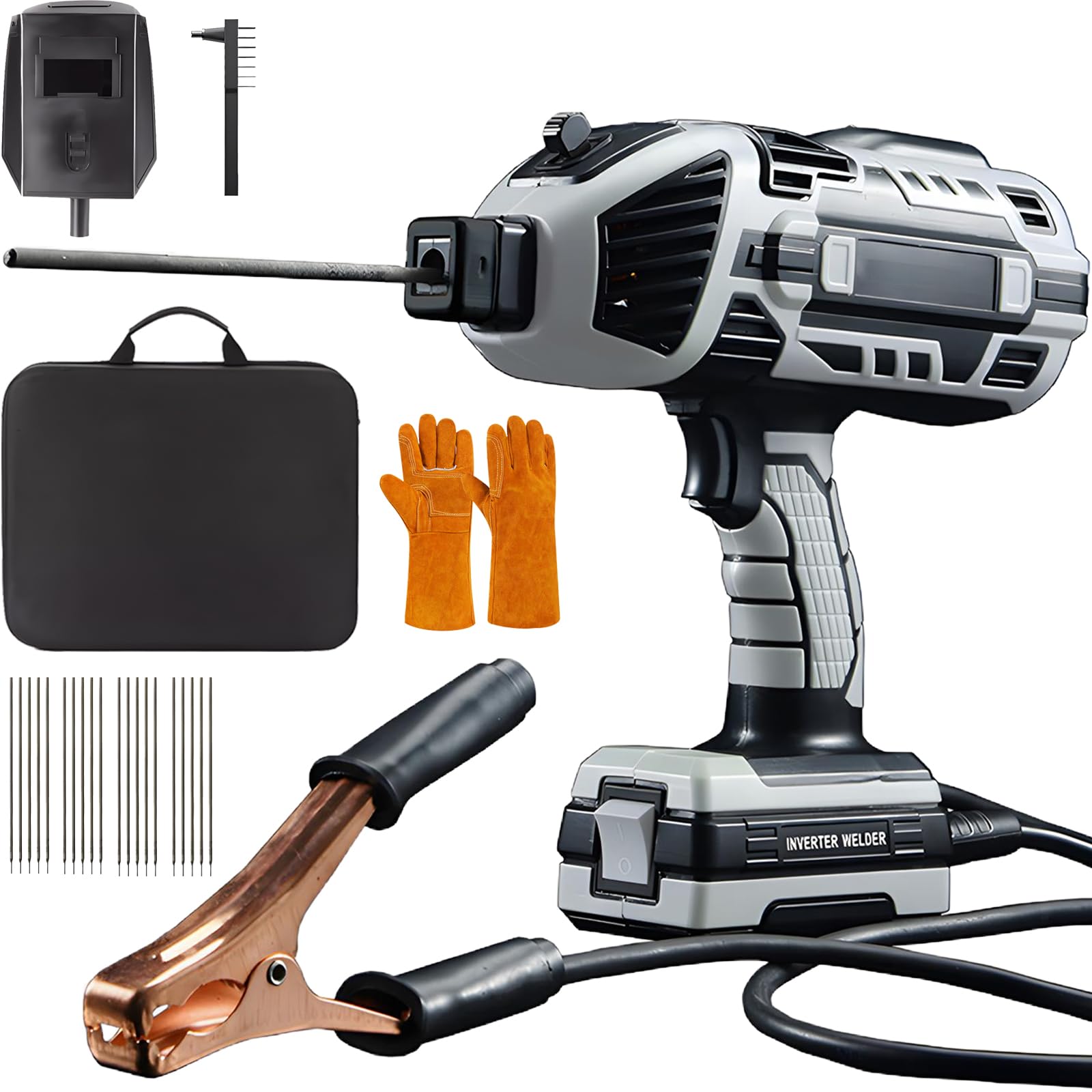 Soldador portátil, 220V 120Amp soldador de mano con inversor IGBT 6 ajuste de corriente variable, ARC soldador pistola de herramientas para 1/16"-1/8" varillas