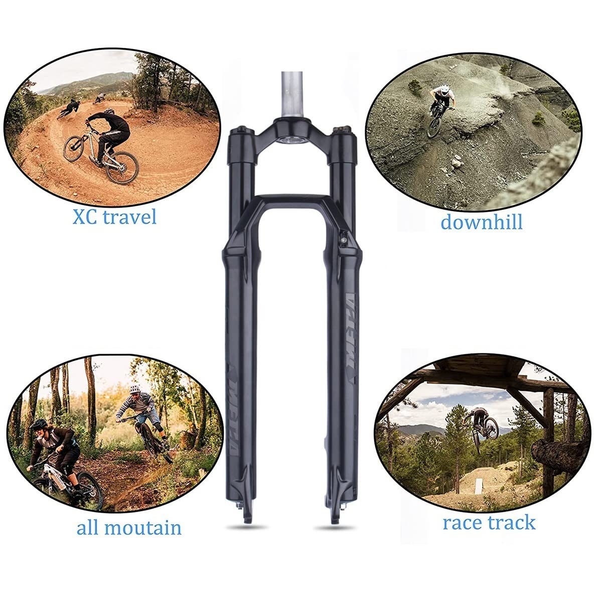 Fourche de vélo à Suspension 27,5/29 Pouces, Pivot Droit sans Filetage 1-1/8", débattement de 80 mm, contrôle d'épaule (29")