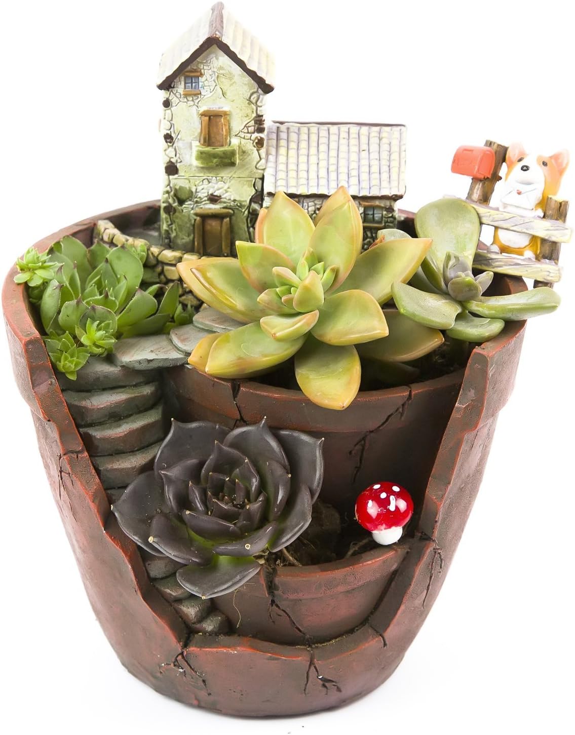 Zaray Store Micro Landscape Artificial Flowers Succulent Plants Pot,Hanging Garden Design with Sweet House