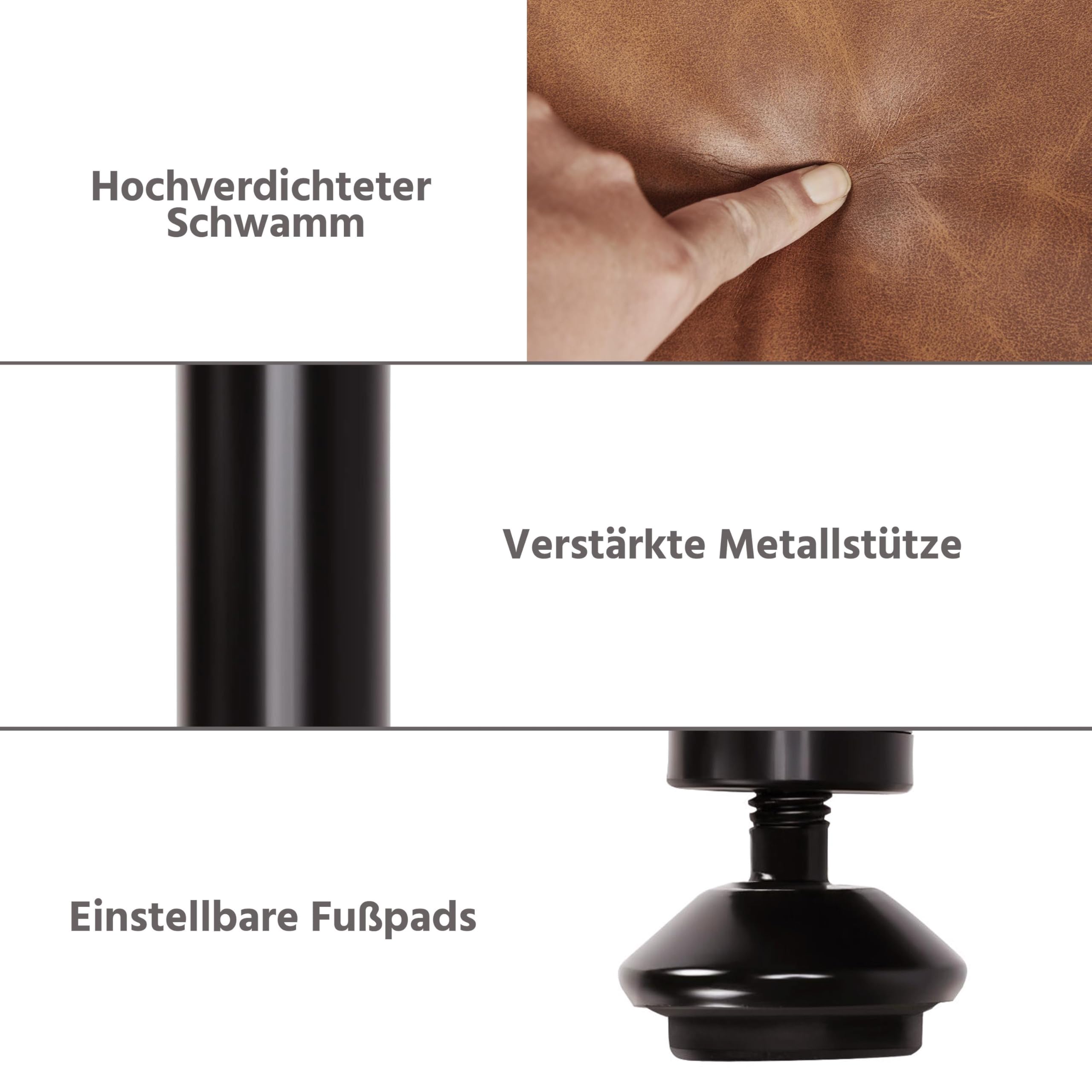 Yaheetech Esszimmerstühle 2er Set Küchenstühle, Polsterstühle mit Armlehnen Metallbeine, Seesel aus Kunstleder für Arbeitszimmer/Wohnzimmer, Braun