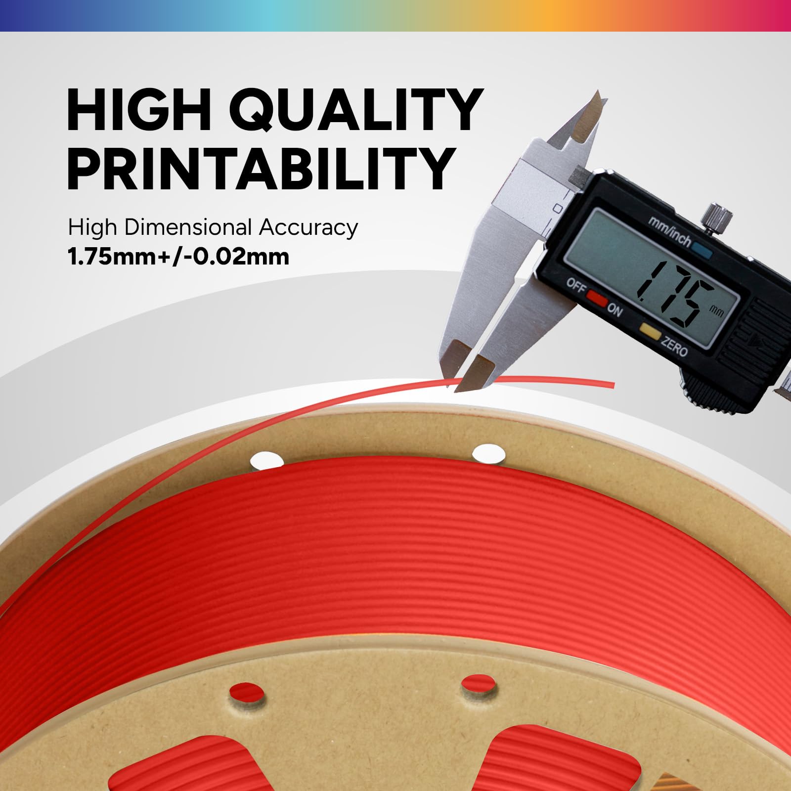 OVERTURE PLA Filamenti 1.75mm per Stampanti 3D, 1kg Bobina (2.2lbs), Precisione Dimensionale +/- 0.02mm, Fit Most FDM Stampante (Rosso)